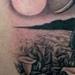 Tattoos - Black and grey elephant and calla lily field - 67858